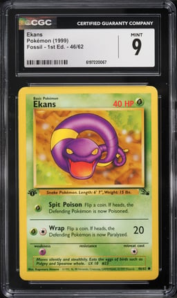 1999 Pokemon Fossil 1st Edition Ekans #46 CGC 9 MINT