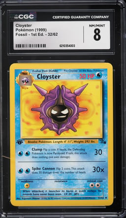 1999 Pokemon Fossil 1st Edition Cloyster #32 CGC 8 NM-MT