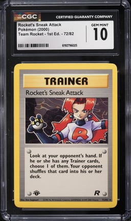 2000 Pokemon Team Rocket 1st Edition Rocket's Sneak Attack #72 CGC 10 GEM MINT
