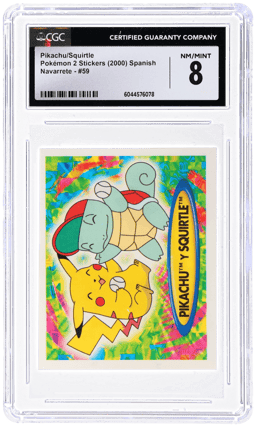 2000 Pokemon 2 Stickers Navarrete Spanish Pikachu/Squirtle #59 CGC 8