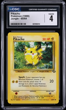1999 Pokemon Jungle Pikachu #60 CGC 4 VGEX