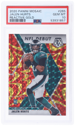 2020 Panini Mosaic Reactive Gold Jalen Hurts #265 PSA 10
