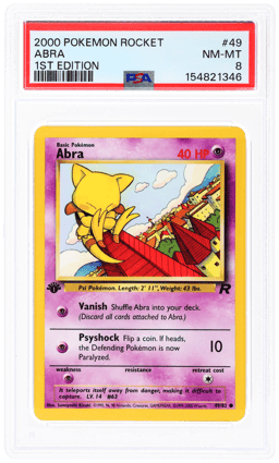 2000 Pokemon Team Rocket 1st Edition Abra #49 PSA 8
