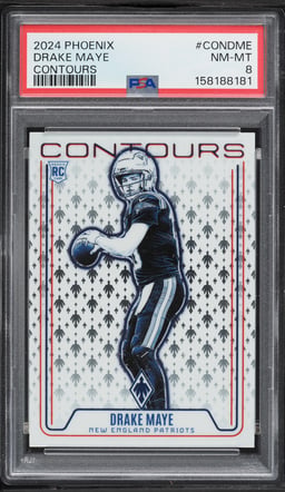 2024 Panini Phoenix Contours Drake Maye ROOKIE #CON-DME PSA 8 NM-MT