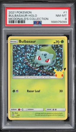 2021 Pokemon Sword & Shield McDonald's Collection Confetti Holo Bulbasaur #1 PSA 8 NM-MT