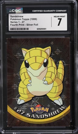 1999 Pokemon Topps Series 1 Fourth Print Silver Foil Sandshrew #27 CGC 7 NRMT