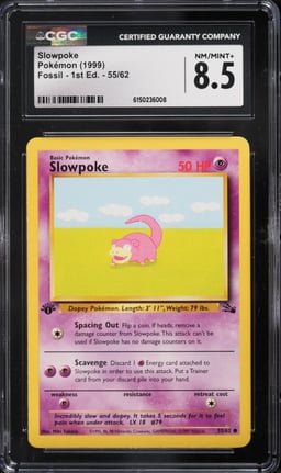 1999 Pokemon Fossil 1st Edition Slowpoke #55 CGC 8.5 NM-MT+