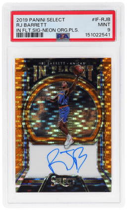 2019 Panini Select In Flight Signatures Neon Orange Pulsar Prizm RJ Barrett #IF-RJB 33/35 PSA 9