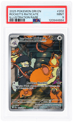 2025 Pokemon Destined Rivals Illustration Rare Team Rocket's Raticate #202 PSA 9