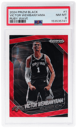 2024 Panini Prizm Black Ruby Wave Prizm Victor Wembanyama #1 PSA 8
