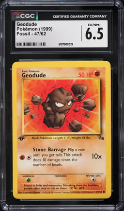 1999 Pokemon Fossil Geodude #47 CGC 6.5 EXMT+