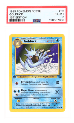 1999 Pokemon Fossil 1st Edition Golduck #35 PSA 6