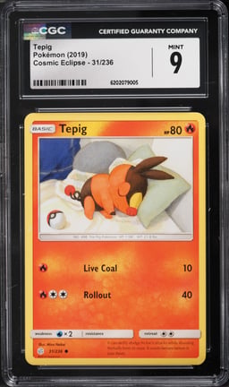 2019 Pokemon Sun & Moon Cosmic Eclipse Tepig #31 CGC 9 MINT