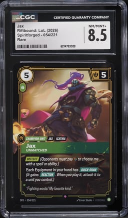 2026 Riftbound League Of Legends LoL Spiritforged Jax #54 CGC 8.5 NM-MT+