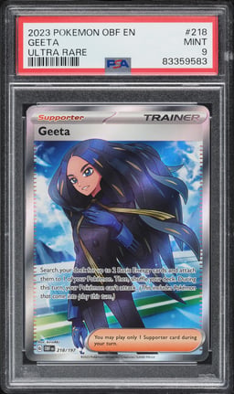 2023 Pokemon Scarlet & Violet Obsidian Flames Full Art Geeta #218 PSA 9 MINT