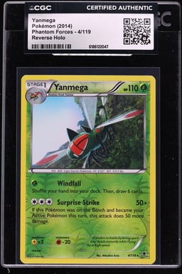2014 Pokemon XY Phantom Forces Reverse Holo Yanmega #4 CGC AUTH