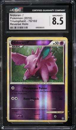2010 Pokemon HeartGold & SoulSilver Triumphant Reverse Holo Nidoran #70 CGC 8.5 NM-MT+