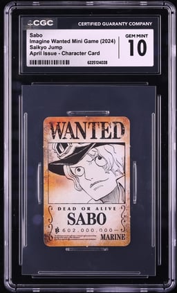 2024 One Piece Imagine Wanted Mini Game Saikyo Jump April Issue Sabo CGC 10 GEM MINT