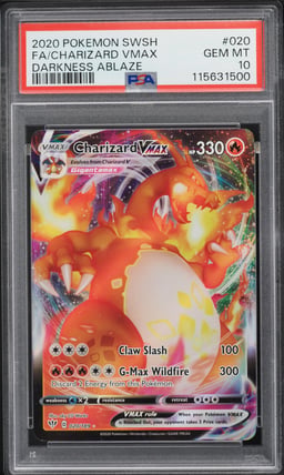 2020 Pokemon Sword & Shield Darkness Ablaze Full Art Charizard VMAX #20 PSA 10 GEM MINT