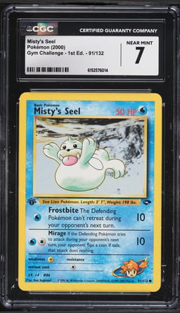 2000 Pokemon Gym Challenge 1st Edition Misty's Seel #91 CGC 7 NRMT