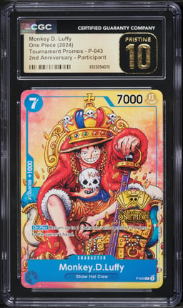 2024 One Piece Tournament Promo 2nd Anniversary Monkey D. Luffy #P-043 CGC 10 PRISTINE