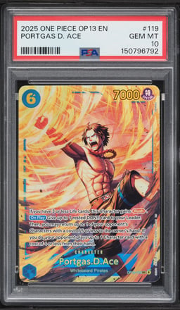 2025 One Piece Carrying On His Will SEC Portgas D. Ace #OP13-119 PSA 10 GEM MINT
