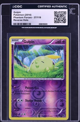 2014 Pokemon XY Phantom Forces Reverse Holo Gulpin #37 CGC AUTH