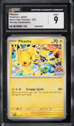 2025 Pokemon Scarlet & Violet Black Star Promo Worlds Celebration Pikachu #225 CGC 9 MINT