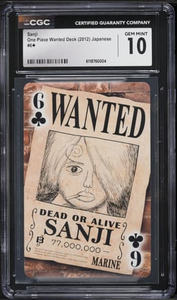 2012 One Piece Japanese Wanted Deck Sanji CGC 10 GEM MINT