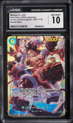2025 One Piece A Fist Of Divine Speed SEC Monkey D. Luffy #OP11-118 CGC 10 GEM MINT