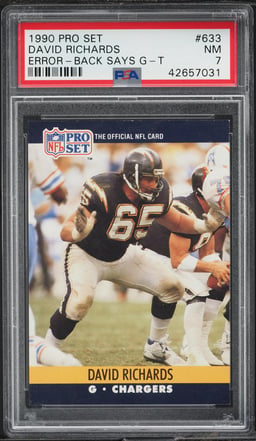 1990 Pro Set Football David Richards ERROR BACK #633 PSA 7 NRMT