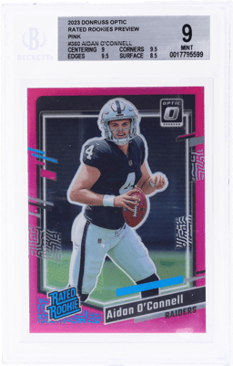 2023 Donruss Optic Preview Pink Aidan O'Connell #360 BGS 9