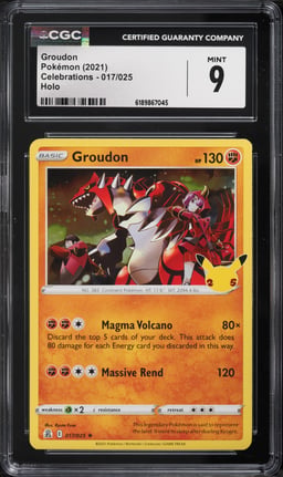 2021 Pokemon Sword & Shield Celebrations Holo Groudon #17 CGC 9 MINT