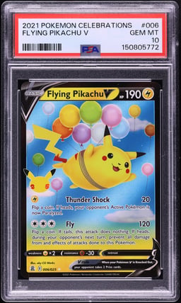2021 Pokemon Sword & Shield Celebrations Holo Flying Pikachu V #6 PSA 10 GEM MINT