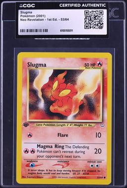 2001 Pokemon Neo Revelation 1st Edition Slugma #53 CGC AUTH