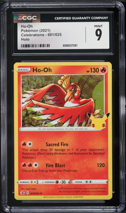 2021 Pokemon Sword & Shield Celebrations Holo Ho-Oh #1 CGC 9 MINT