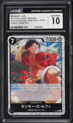 2025 One Piece Premium Booster: Best Vol.2 Pirate Foil Monkey D. Luffy #P-075 CGC 10 GEM MINT