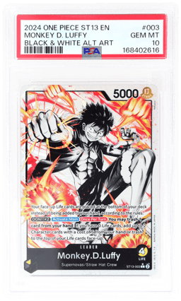 2024 One Piece Starter Deck 13 the Three Brothers Ultra Deck Black and White Alternate Art Monkey D. Luffy #ST13003 PSA 10