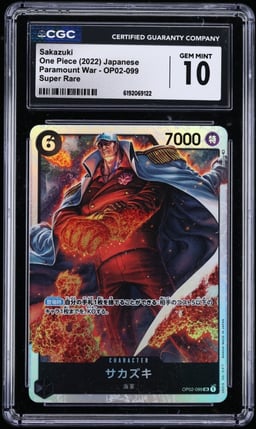 2022 One Piece Japanese Paramount War SR Sakazuki #OP02-099 CGC 10 GEM MINT