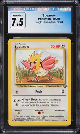 1999 Pokemon Jungle Spearow #62 CGC 7.5 NRMT+