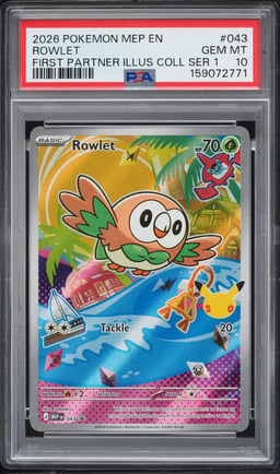 2026 Pokemon Mega Evolution Promo First Partner Illustration Full Art Rowlet #43 PSA 10 GEM