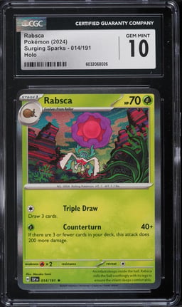 2024 Pokemon Scarlet & Violet Surging Sparks Holo Rabsca #14 CGC 10 GEM MINT