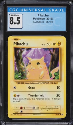 2016 Pokemon XY Evolutions Pikachu #35 CGC 8.5 NM-MT+