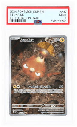 2024 Pokemon Scarlet and Violet Surging Sparks Illustration Rare Stunfisk #202 PSA 9