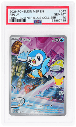 2026 Pokemon Mega Evolution Black Star Promo First Partner Illustration Collection Series 1 Piplup #042 PSA 10
