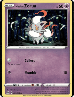 2022 Hisuian Zorua #75 Lost Origin