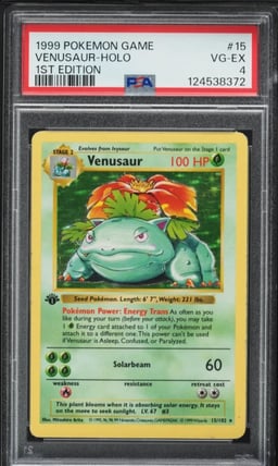 1999 Pokemon Base Set Shadowless 1st Edition Holo Venusaur #15 PSA 4 VGEX