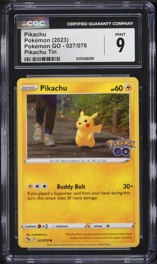 2023 Pokemon Sword & Shield Pokemon GO Tin Holo Pikachu #27 CGC 9 MINT