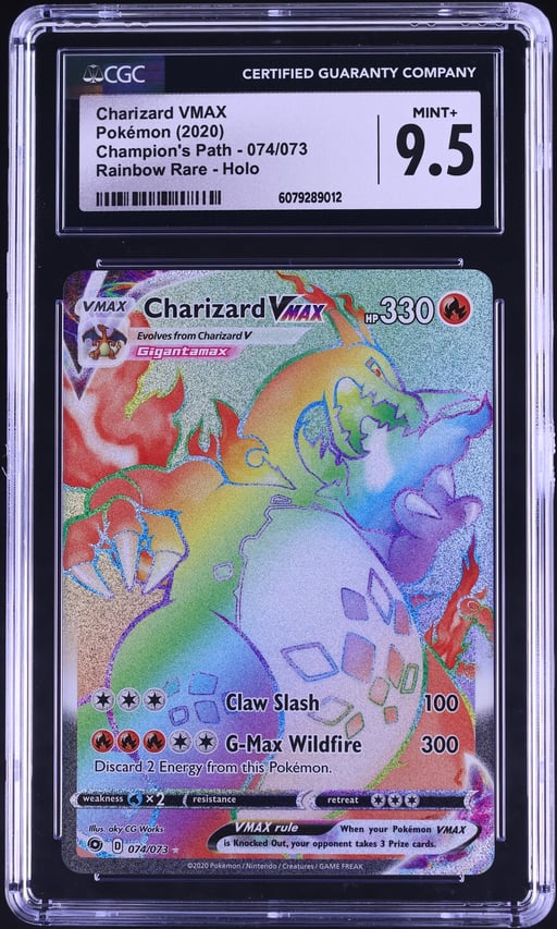 2020 Pokemon SWSH Champion's Path Rainbow Rare Charizard VMAX #74 CGC 9.5 MINT+