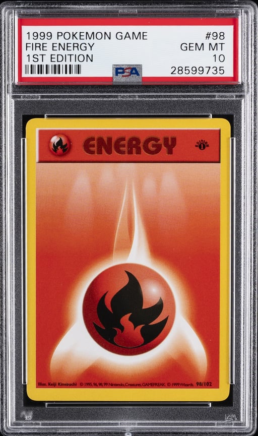 1999 POKEMON BASE SET 1ST EDITION #98 FIRE ENERGY PSA 10